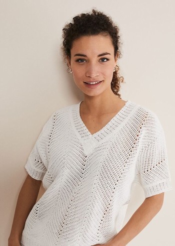 Phase Eight Avas Crochet Knitwear White USA | 2960345-UK